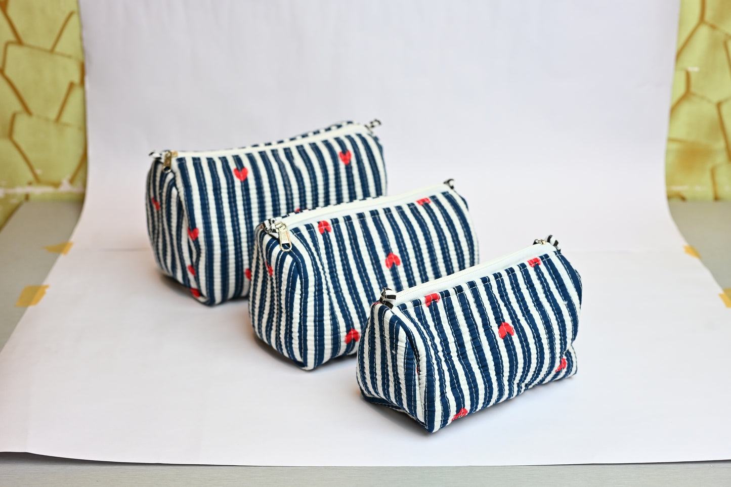 quilted multipurpose pouch (set of 3)