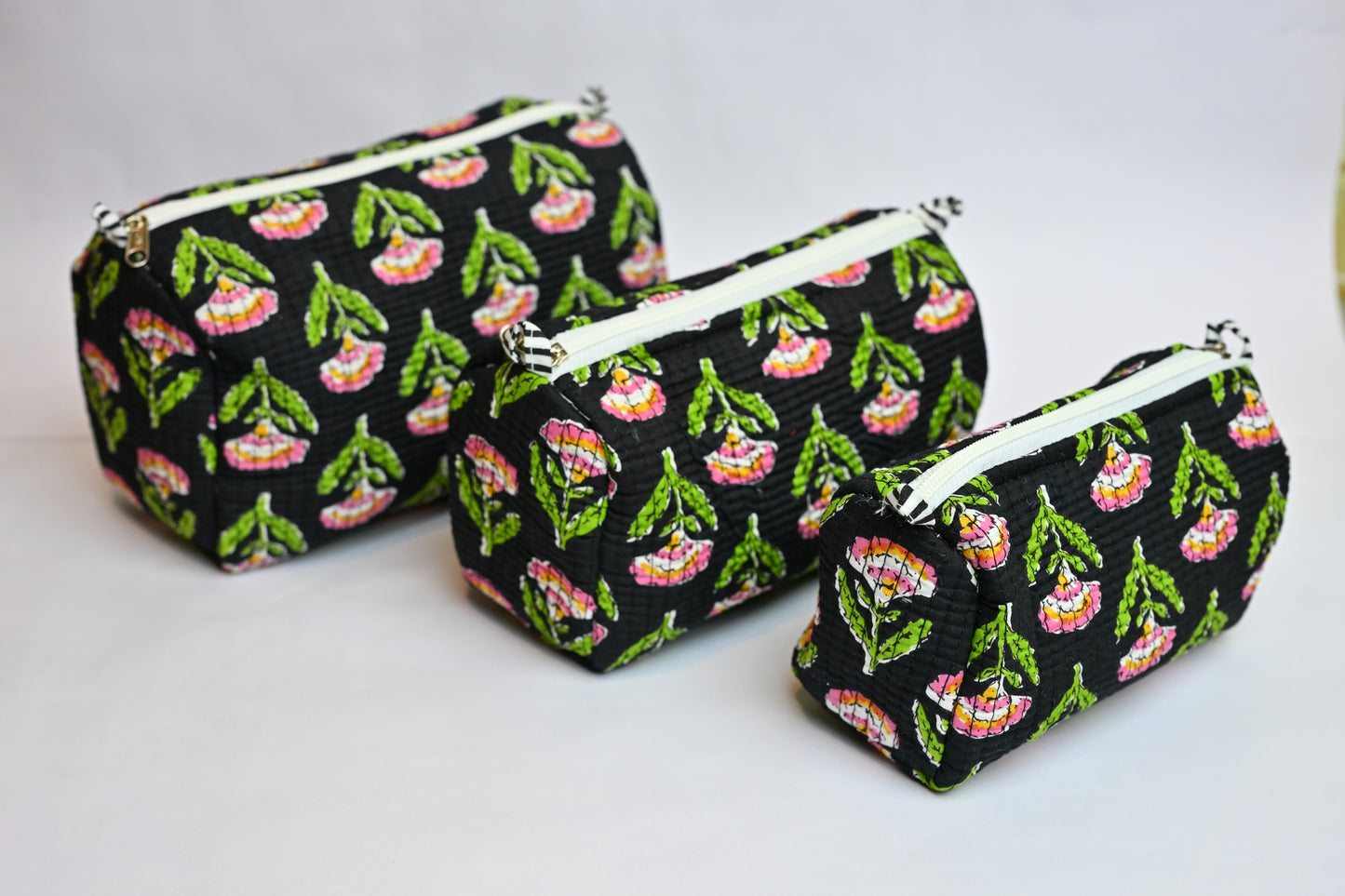 quilted multipurpose pouch (set of 3)