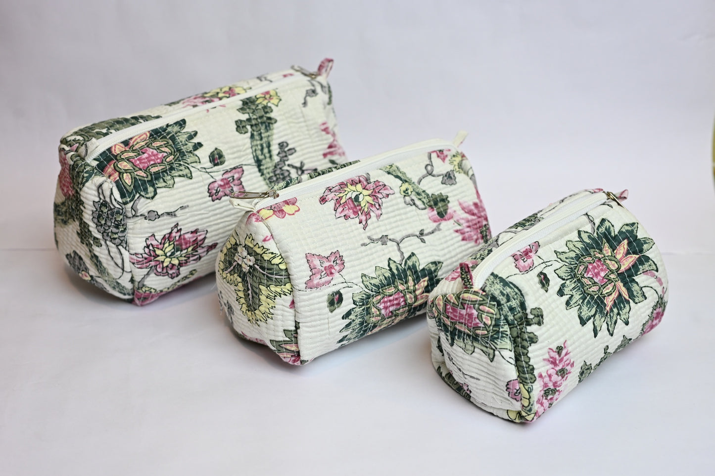 quilted multipurpose pouch (set of 3)