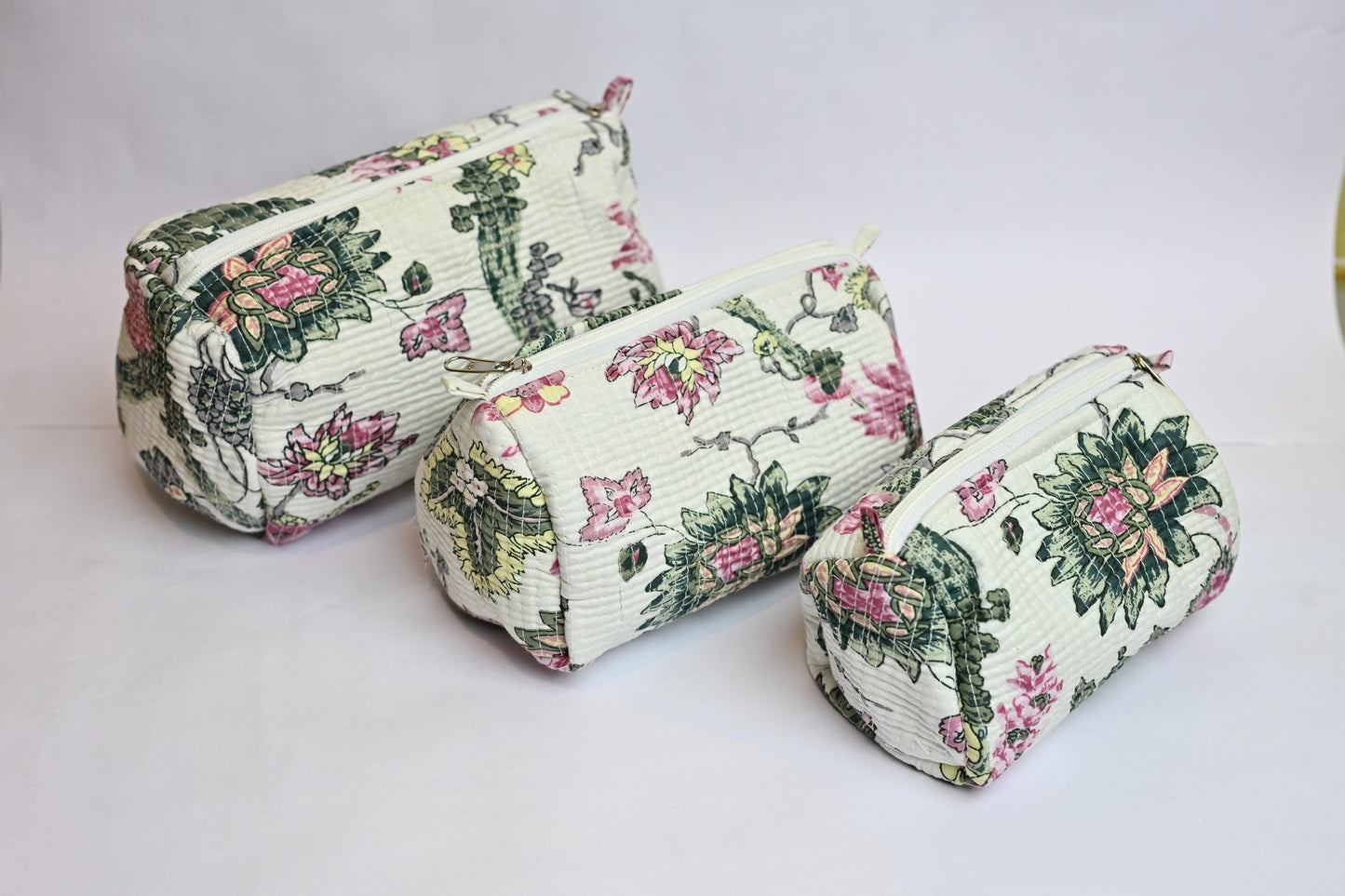 quilted multipurpose pouch (set of 3)