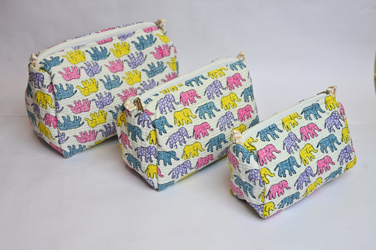 quilted multipurpose pouch (set of 3)
