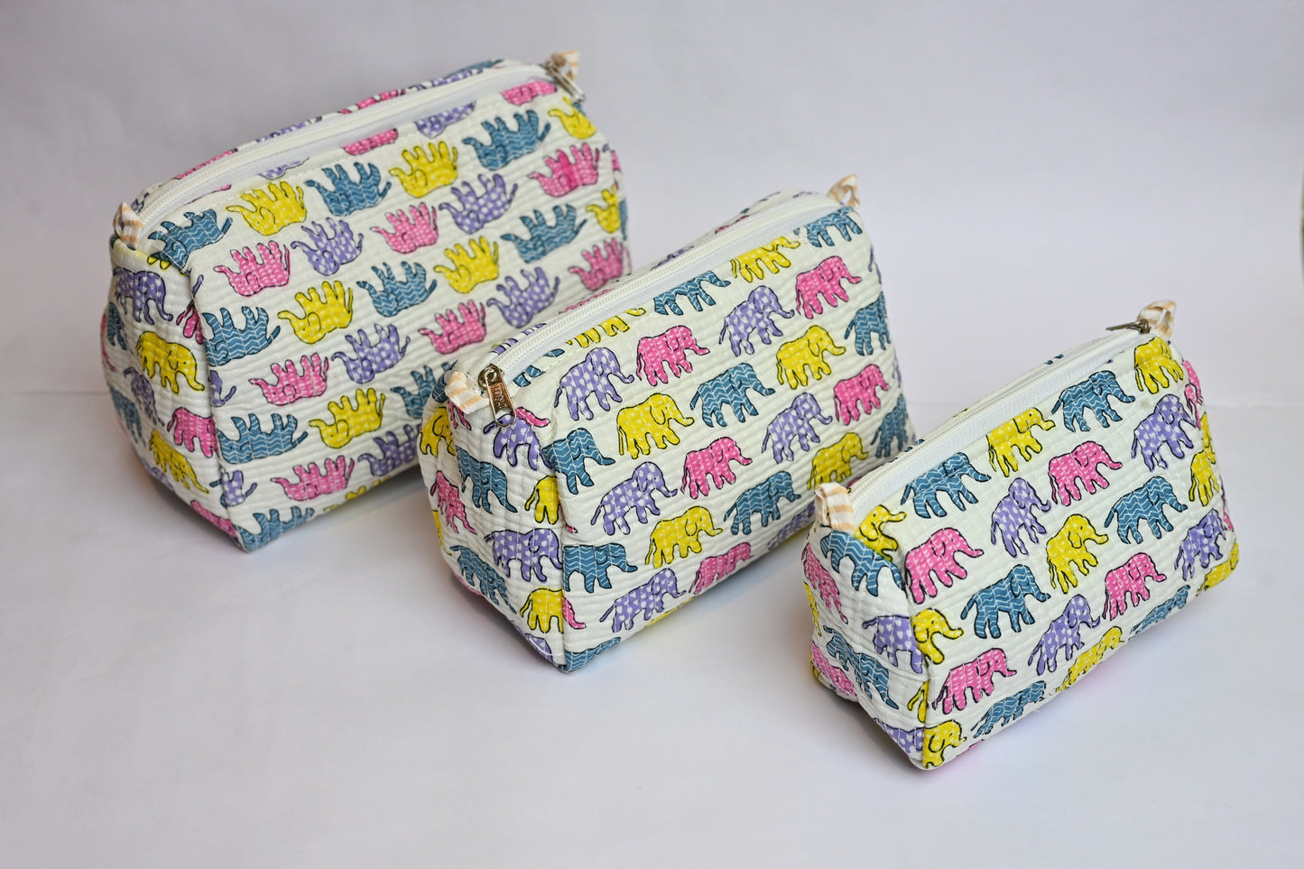 quilted multipurpose pouch (set of 3)