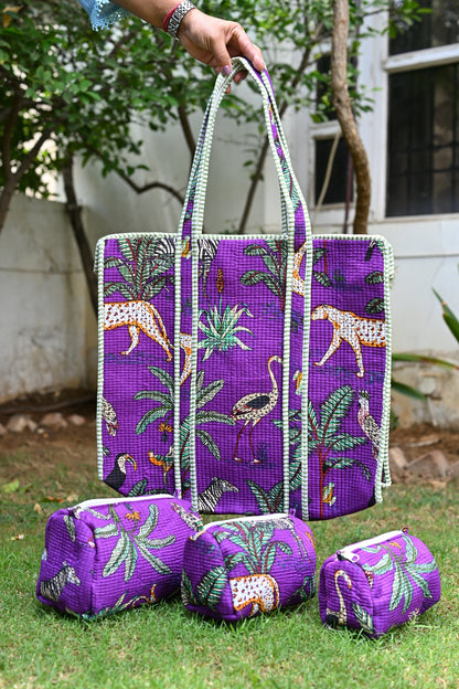 tote bag + quilted multipurpose storage pouches
