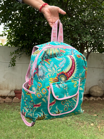 Handcrafted Printed Quilted Backpack