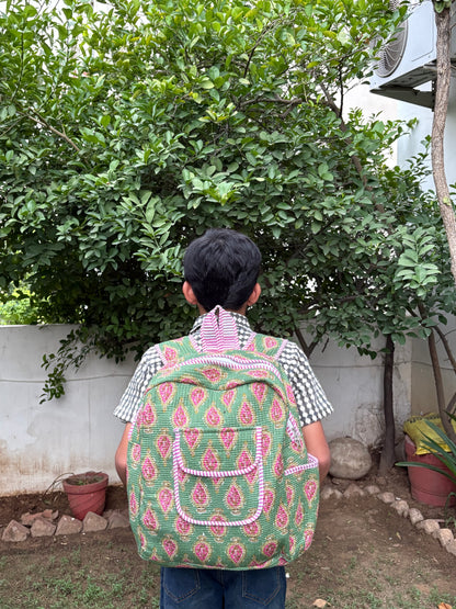 Handcrafted Printed Quilted Backpack