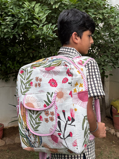 Handcrafted Printed Quilted Backpack