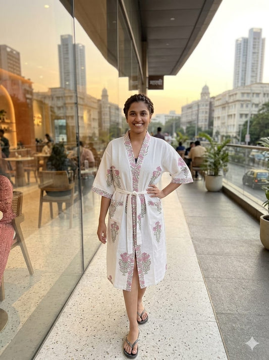 hand block print bathrobe