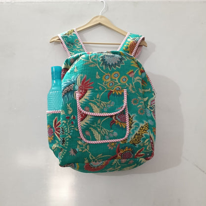 Handcrafted Printed Quilted Backpack