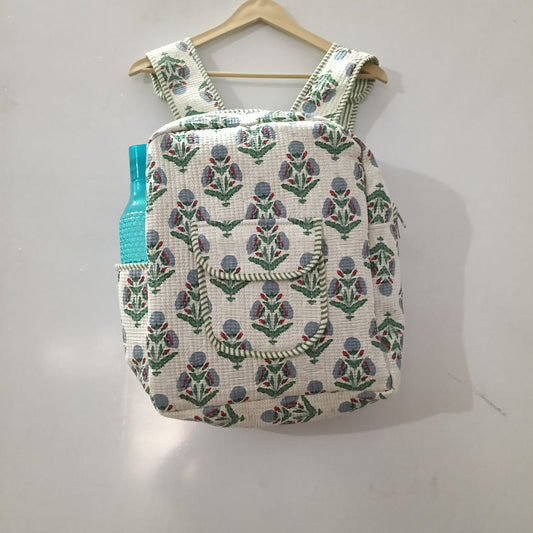 Handcrafted Printed Quilted Backpack