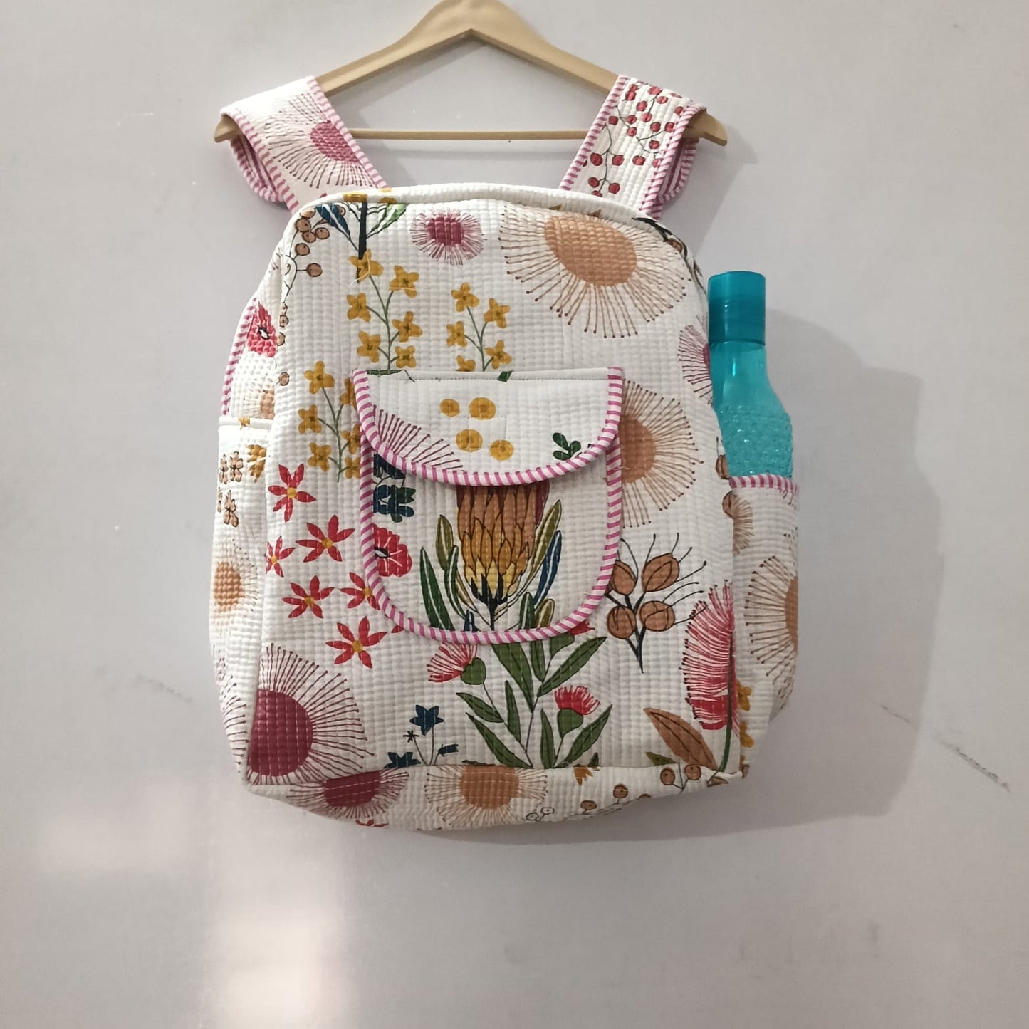 Handcrafted Printed Quilted Backpack